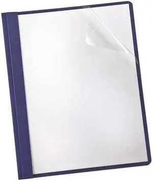 Oxford Linen Finish Clear Front Report Cover 3 Fasteners Letter Navy 25/Box