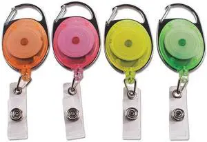 Advantus 91119 Carabiner-Style Retractable Id Card Reel, 30 Inch Extension, Assorted Neon, 20/Pack
