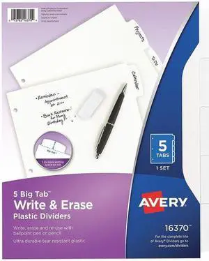 AVERY 7278216370 Avery® Big Tab™ Write & Erase Durable Plastic Dividers 16370,