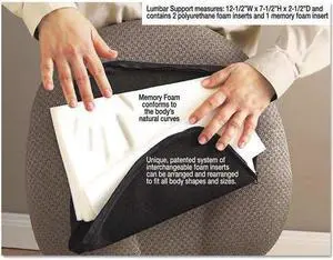 Master Caster Company MAS92061 Lumbar Support Cushion- 12-.50in.x2-.50in.x7-.50in.- Black