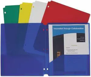 C-Line Two-Pocket Heavyweight Poly Portfolio Folder 3-Hole Punch Letter Asst 10/PK 32930