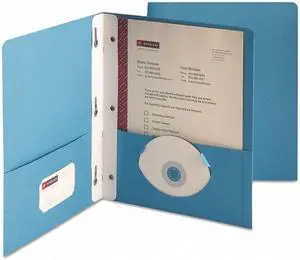 Smead 2-Pocket Folder w/Tang Fastener Letter 1/2" Cap Blue 25/Box 88052