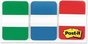 Post-it 686GBR File Tabs, 1 X 1 1/2, Blue/Green/Red, 66/Pack