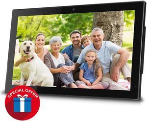 Sungale 14" Smart WiFi Cloud Digital Photo Frame, Built-in Camera, free Cloud storage, real-time photos, Movie, Social Media, Browser, all apps