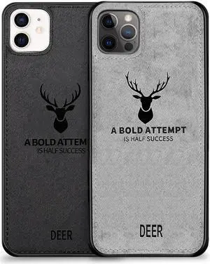 Alpha Digital Luxury Soft Texture Deer Patterned TPU Cloth Protective Case for iPhone 12 & 12 Pro, Dirt-resistant, Anti-Shock, Anti-Fingerprint, Full Body Protection
