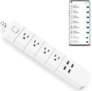 Wireless Smart Power Strip with Surge protection, Compatible with Alexa Google Home, no Hub required, controlled by eco4life app(4 Outlets, 4 USB Ports)