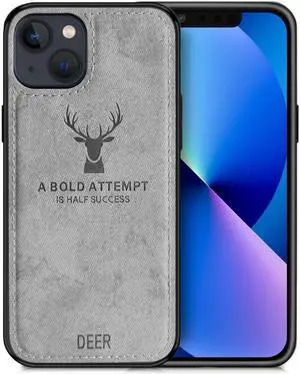 Luxury Soft Texture Deer Patterned TPU Cloth Case for iPhone 13 (Gray)