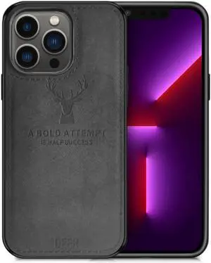 Luxury Soft Texture Deer Patterned TPU Cloth Case for iPhone 13 Pro (Black)