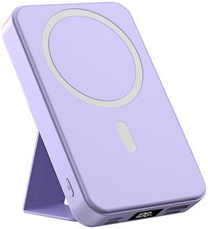 10000mAh Portable Magnetic Wireless Charge Power Bank with Phones Stand Purple