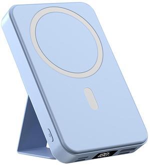 10000mAh Portable Magnetic Wireless Charge Power Bank with Phones Stand Blue