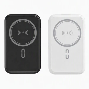 2 Pack 10000mAh Portable Magnetic Wireless Charge Power Bank with stand and 3 built-in cables Black and White 2 Pack 10000mAh Portable Magnetic Wireless Charge Power Bank with stand and 3 built-in cables Black and White