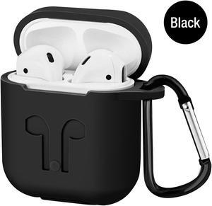 Airpod Protective Case, Airpod Earbuds Protective Cover Silicone Skin, Precision Size, 3mm skin, 360 protection, metal Keychain hook, for Airpods 1 & Airpods 2