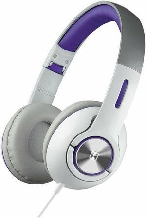 iHome Folding 3.5mm Headphones with Travel Pouch (White/Purple) (Non-Retail Packaging)