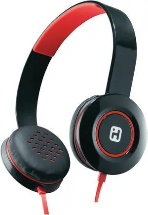 iHome - Stereo On-Ear Wired Headphones - Black/Red