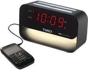 Timex T128BX Dual Alarm Clock with w/ Mobile Phone Charger and LED Night Light