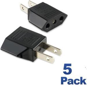 5 Pack Plug Adapter Converts EURO to USA 2 prong to 2 plug