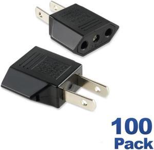 100 Pack Plug Adapter Converts EURO to USA 2 prong to 2 plug