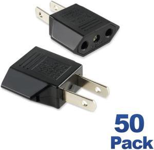 50 Pack Plug Adapter Converts EURO to USA 2 prong to 2 plug