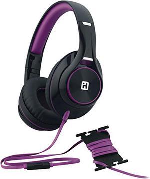 iHome In-Line Remote Padded Ear and Headband Flat Cable Headphones - IB42BUC