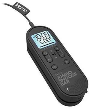 iHome Jumbo Snooze Bar USB Charging Port Battery Back Up Alarm Clock (Black) IM14BC
