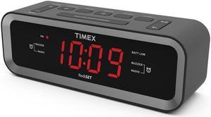 Timex Dual Alarm AM/AF Radio Buzzer LED Display USB Charge Port Alarm Clock - T236