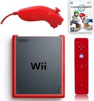Nintendo Red Wii Mini with Remote & Nunchuck Red + Mario Kart Gaming Bundle