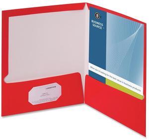 Business Source Two-Pocket Folders with Business Card Holder