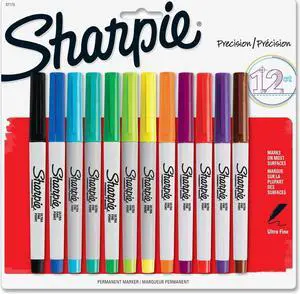 Sanford 37175PP Sharpie Ultra Fine Permenent Markers Carded 12-Pkg-Assorted Colors