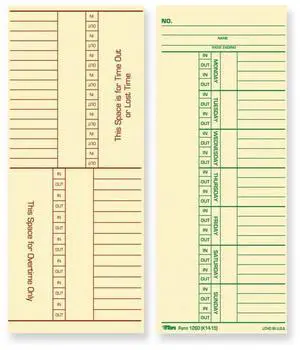 TOPS Named Days/Overtime Time Card