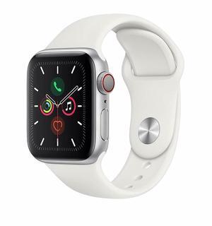 Apple Watch Series 5 40mm GPS + Cellular Silver Aluminum Case White Sport Band MWWN2LL/A