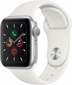 Apple Watch Series 5 40mm GPS Silver Aluminum Case White Sport Band MWV62LL/A
