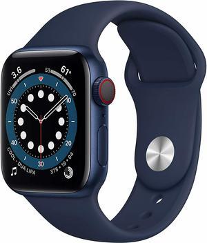 Refurbished Apple Watch Series 6 40mm Blue Aluminum Case with Deep Navy Sport Band GPS  Cellular M02R3LLA