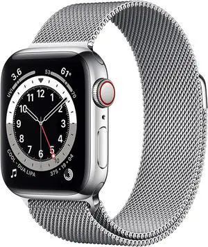 Apple Watch Series 6 40mm Silver Stainless Steel Case with Silver Milanese Loop Band GPS + Cellular M02V3LL/A