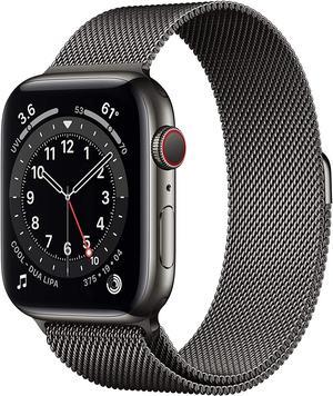 Apple Watch Series 6 44mm Graphite Stainless Steel Case with Silver Milanese Loop Band GPS + Cellular M07R3LL/A