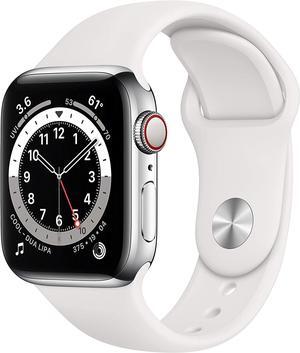 Apple Watch 40mm Silver Stainless Case with White Sport Band GPS + Cellular M02U3LL/A