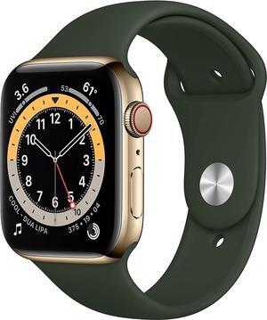 Apple Watch Series 6 44mm Gold Stainless Case Cyprus Green Sport Band M07N3LL/A