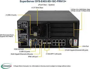Supermicro SYS-E403-9D-16C-FRN13+ Server (CSE-E403iF-000NBP2 + X11SDW-16C-TP13F)