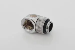 Bitspower G1/4" Male to Female Extender Fitting, 90? Rotary, Silver Shining