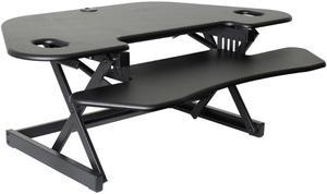 Rocelco Corner Adjustable Desk Riser 46 Wide with Extended Vertical Range Black