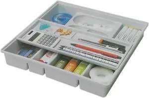 Desk Organizer Slide Double Shelf Home Office Desk Drawer Desk Tray (Grey or Blue X 1)