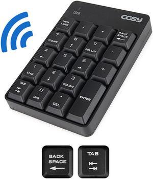 Wireless Keypad 2.4GHz Added Backspace & Tab key Membrane 19 Keys Numeric Keypad Less Noise