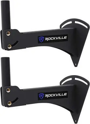 Rockville RPW20 Pair Adjustable Wall Mount Brackets for PA Speakers, 110 lbs Load, 55 Degree Horizontal & 45 Degree Vertical Angle, 13" Wall Offset, Heavy-Duty Steel for Pro Audio & Home Theater