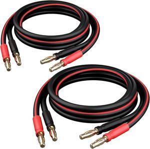 14 AWG Speaker Cable with Banana Plugs 14Ga Banana Wire for Bi-Wire Bi-Amp HiFi Surround Sound