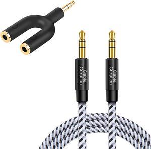 CableCreation 10FT 3.5mm Aux Cable Bundle with Headphone Splitter Adapter