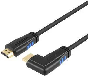 HDMI Cable, CableCreation 6 Feet Right Angle 270 Degree Vertical Right 4K HDMI 2.0 Cable, Support 4K Ultra HD, 3D Video, Ethernet, Audio Return Channel, Black