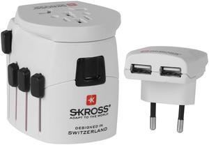 SKROSS Universal World Travel Adapter Charger Dual USB Electrical Power Plugs US UK Asia Australia Europe