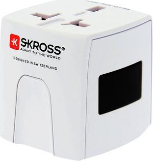 Skross White World Travel Adapter 2 with Dual USB Charger. Swiss Designed For Safety and Quality. Charge iPads, iPhones, iPods, Blackberrys and Other USB Devices in Over 150 Countries  1.302181