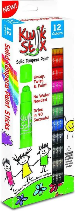 The Pencil Grip Kwik Stix Solid Tempera Paint Sticks 12/PK Ast 602