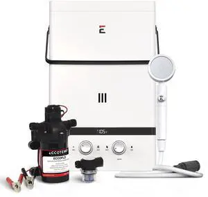 Eccotemp Luxe 3.0 GPM Portable Outdoor Tankless Water Heater with EccoFlo Diaphragm 12V Pump and Strainer