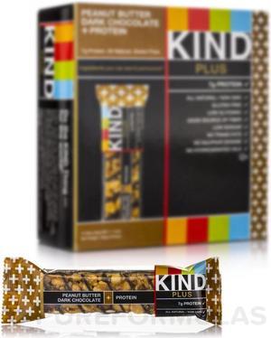 KIND Plus Peanut Butter Dark Chocolate + Proteins - Box of 12 Bars by Kind